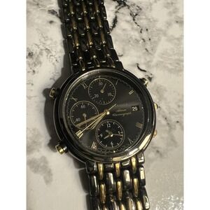 Lassale Alarm Chronograph ~ Black And Gold Tone~ Unisex Watch ~ 7T32 - 7C50  R1